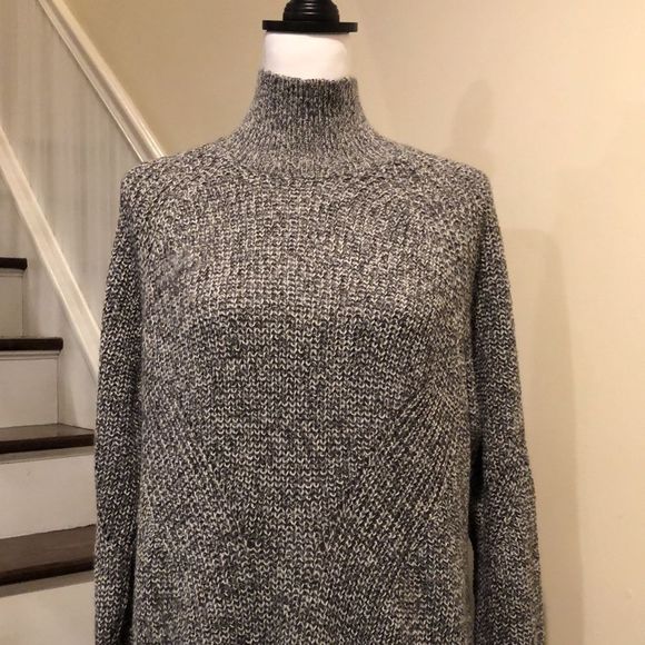 TOPSHOP Grey Marled Knit Mock Neck Long Sleeve Sweater Dress Size 8 - Picture 9 of 9